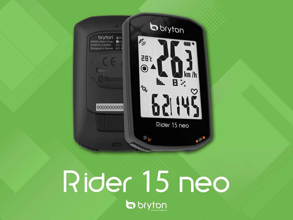 Bryton Rider 15 Neo C - Ordinateur GPS Vélo 2" Avec Capteur Cadence ANT+/Bluetooth, Noir